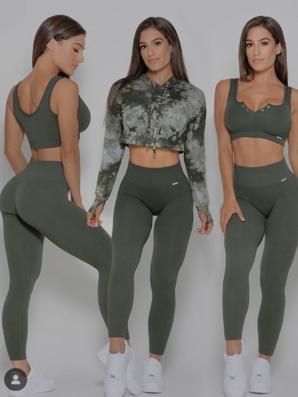 EUC Bombshell Sportswear olive army green ribbed seamless leggings (medium)